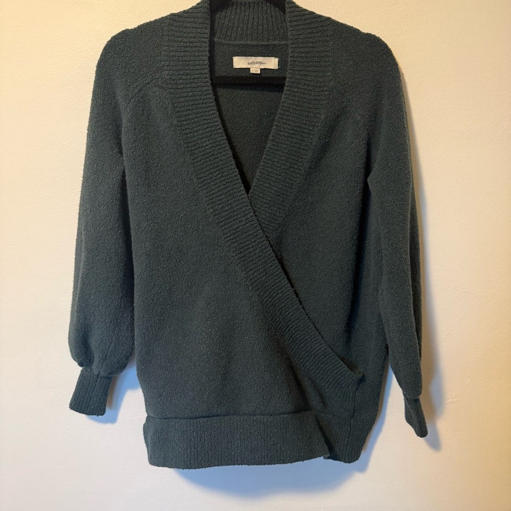 LOFT Women’s Green Wrap Sweater Size M EUC